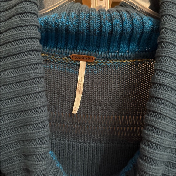 Free People Blue and Yellow Striped Turtleneck Sweater - Picture 4 of 8